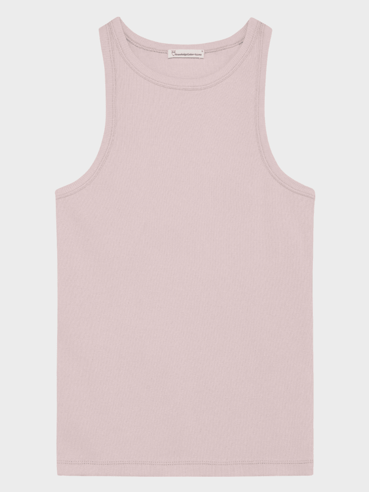 KNOWLEDGE COTTON APPAREL Racer Rib Top - Dame - Pale Pink