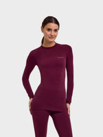 Long sleeve Wool Tech Ski Baselayer - Women - Red