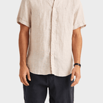 Morris Douglas Linen SS Shirt-Classic Fit - Khaki