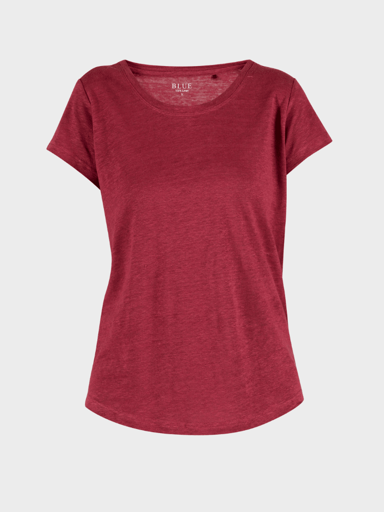 Lotta linen Tee - Dame - Cranberry - Gumpel & Co