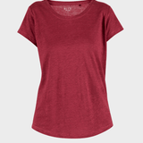 Lotta linen Tee - Dame - Cranberry - Gumpel & Co