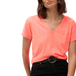 SUPERDRY Studios Slub Embroidered Tshirt - Dame - Fluro Coral