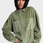 Chilled Out Washed Cord Top - Dame - Oil Green - Gumpel & Co