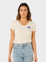 Rc Heart V Neck T shirt - Dame - Lily