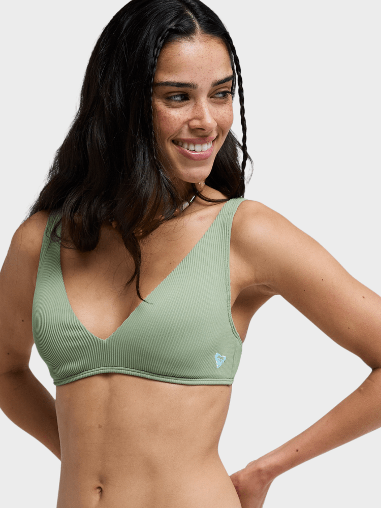 Love Elongated Tri Bikini Top - Dame - Oil Green - Gumpel & Co