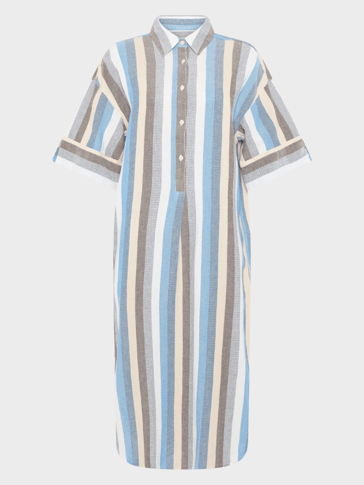 KNOWLEDGE COTTON APPAREL Skjortekjole - Dame - Multi color stripe