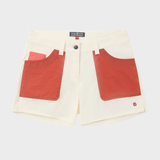 5 Inch Fiels Shorts - Dame - Off White / Red - Gumpel & Co
