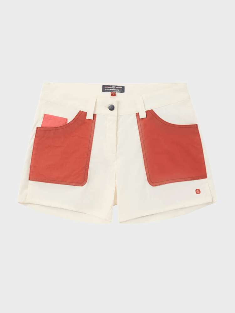 W 5 Inch Field Shorts - Dame - Off White / Red