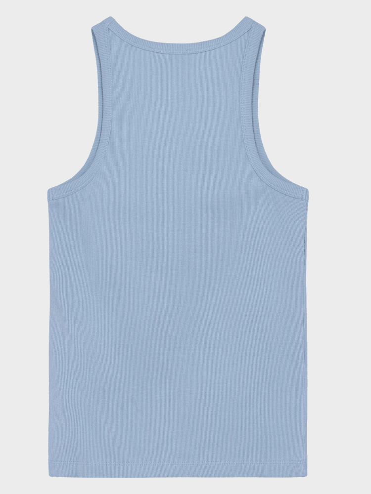 KNOWLEDGE COTTON APPAREL Racer Rib Top - Dame - Skyway