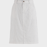 Lizzie cotton/linen striped Skirt - Dame - Cream w/Dusty Navy - Gumpel & Co