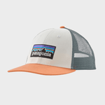Patagonia P6 Logo LoPro Trucker Cap - Unisex - White w/Peach Sherbet