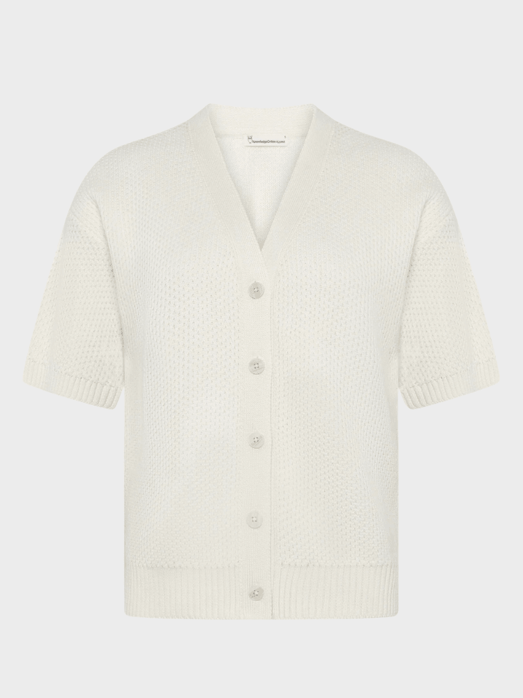 KNOWLEDGE COTTON APPAREL Cardigan m/korte ærmer - Dame - Egret