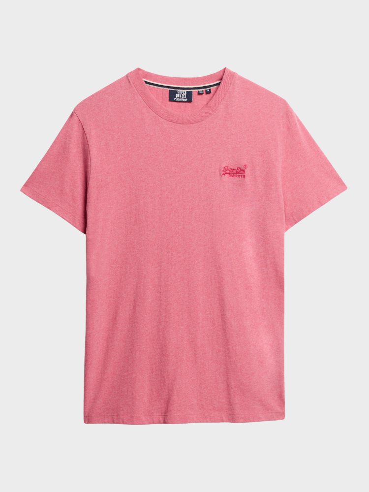 Organic Cotton Essential Logo Tshirt - Herre - Punch Pink Marl - Gumpel & Co
