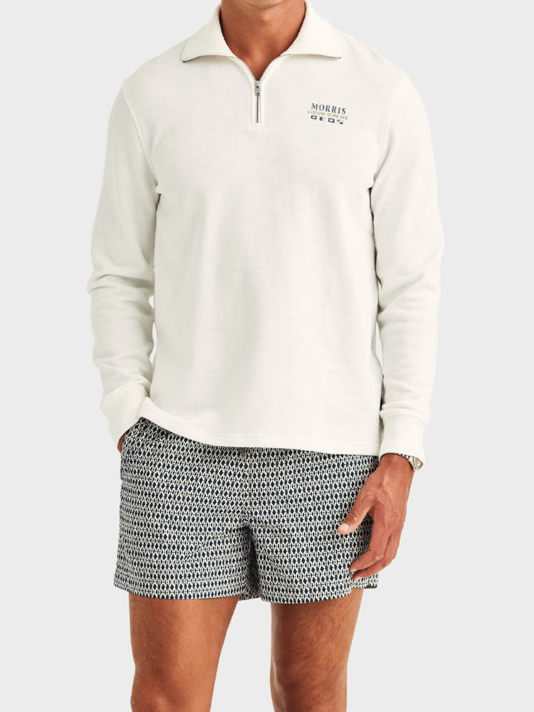 Morris Northcott Slub Half Zip - Off white