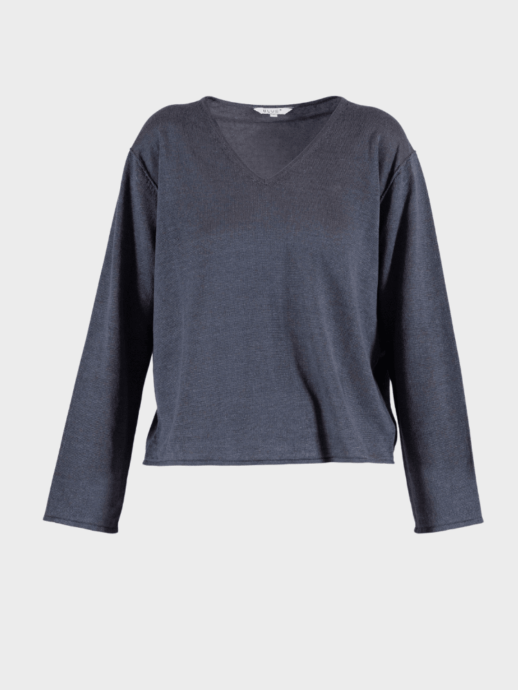 Lea Linen Blouse - Dame - Dusty Navy - Gumpel & Co