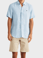 Douglas Linen SS Shirt-Classic Fit - Blue