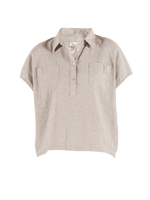 Lisbeth short linen Shirt - Dame - Chalk-melange