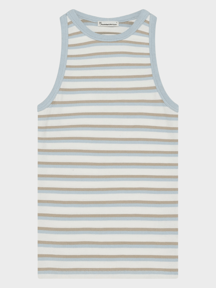 KNOWLEDGE COTTON APPAREL Racer Rib Top - Dame - Multi color stripe