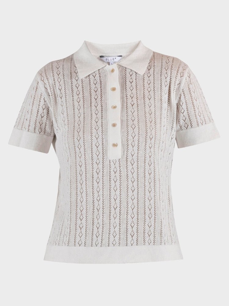 BLUE SPORTSWEAR Lina linen Polo Tee - Dame - White
