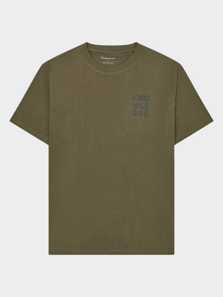 KNOWLEDGE COTTON APPAREL T-shirt m/brystprint - Herre - Burned Olive