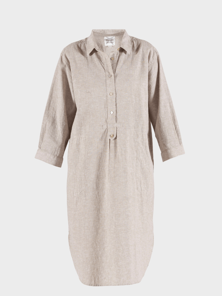 BLUE SPORTSWEAR Liv linen Shirt Dress - Dame - Chalk-melange