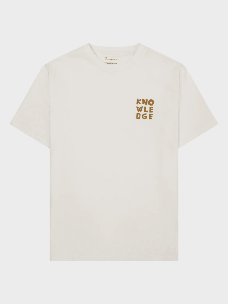 KNOWLEDGE COTTON APPAREL T-shirt m/brystprint - Herre - Egret