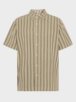 Stribet Skjorte m/korte ærmer - Herre - Beige stripe