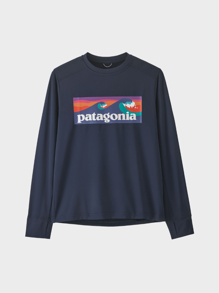Patagonia K's L/S Kasket SW T Skjorte - Unisex - Boardshort Logo / New Navy