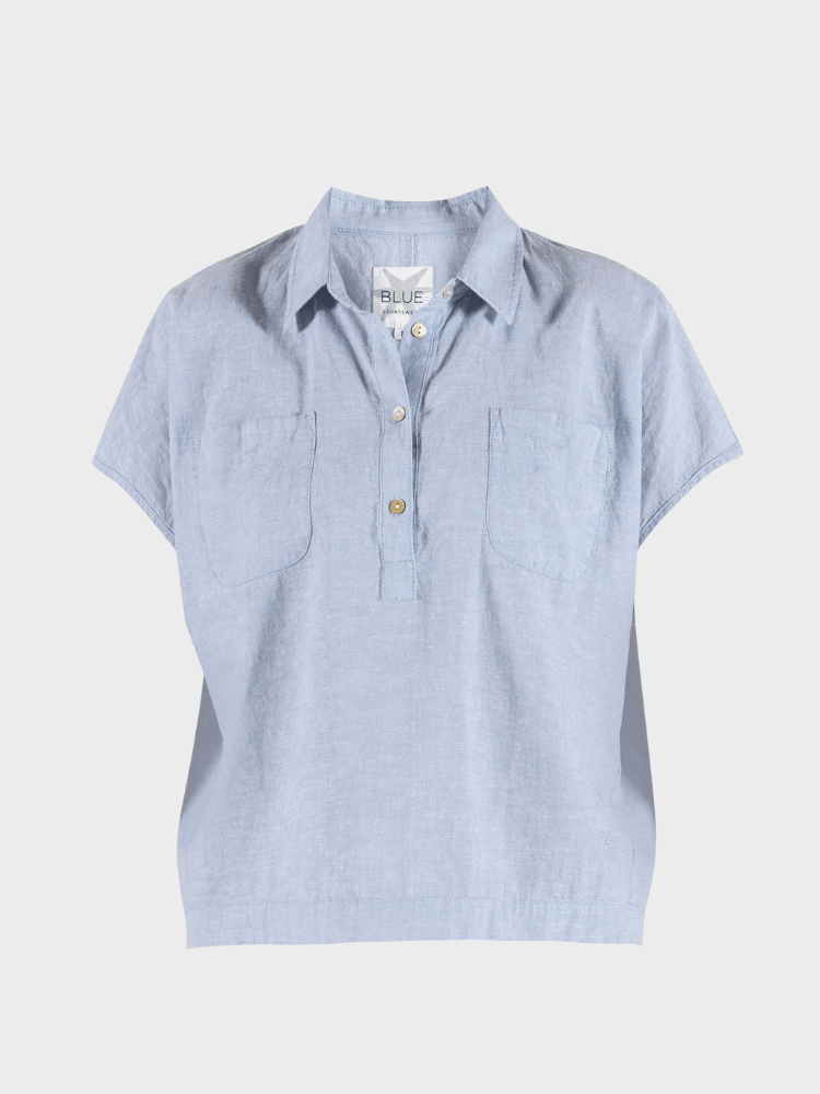 BLUE SPORTSWEAR Lisbeth short linen Shirt - Dame - Heaven-melange