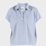 BLUE SPORTSWEAR Lisbeth short linen Shirt - Dame - Heaven-melange