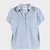 BLUE SPORTSWEAR Lisbeth short linen Shirt - Dame - Heaven-melange