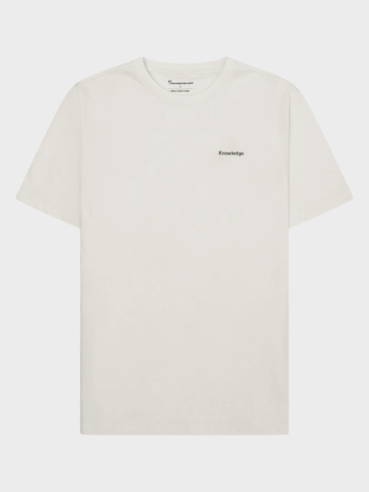 KNOWLEDGE COTTON APPAREL T-shirt m/tryk på ryggen - Herre - Egret