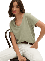 Studios Slub Embroidered Tshirt - Dame - Dusty Sage