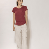 Lotta linen Tee - Dame - Cranberry - Gumpel & Co