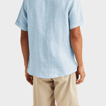 Morris Douglas Linen SS Shirt-Classic Fit - Blue