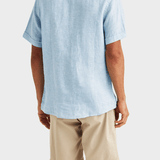 Morris Douglas Linen SS Shirt-Classic Fit - Blue