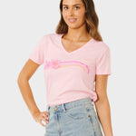 Molokai V Prnted T shirt - Dame - Soft Pink Hawaii - Gumpel & Co