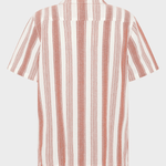 KNOWLEDGE COTTON APPAREL Stribet Skjorte m/korte ærmer - Herre - Red Stripe