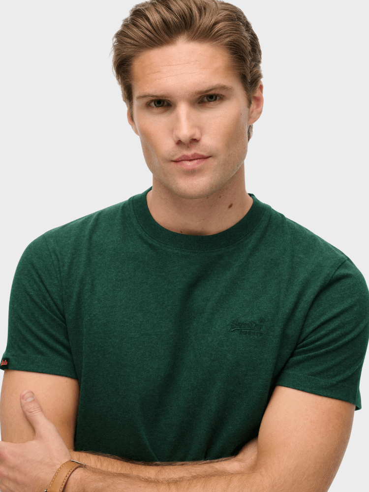 Organic Cotton Essential Logo T-shirt - Herre - Pitch Green Marl - Gumpel & Co