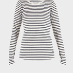 Ditte striped LS rib T-shirt - Dame - Ecru w/New Navy - Gumpel & Co