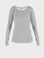 Ditte striped LS rib T-shirt - Dame - Ecru w/New Navy