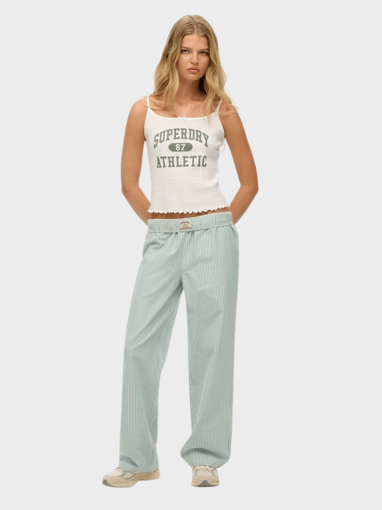 SUPERDRY Cotton Stripe Elastic Bukser - Dame - Peppermint Chalk Stripe