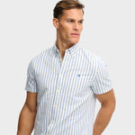 SUPERDRY Preppy Oxford Kortærmet skjorte - Herre - Blue Beach Stripe