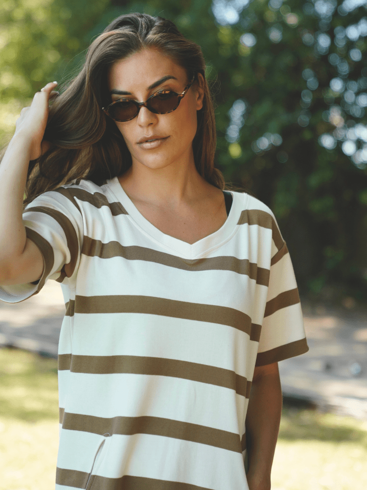 Jessica Dress - Dame - Ecru w/Cognac - Gumpel & Co