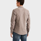 Flannel Herringbone Shirt-Slim Fit - Brown