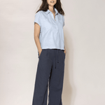 BLUE SPORTSWEAR Lisbeth short linen Shirt - Dame - Heaven-melange
