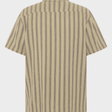 KNOWLEDGE COTTON APPAREL Stribet Skjorte m/korte ærmer - Herre - Beige stripe