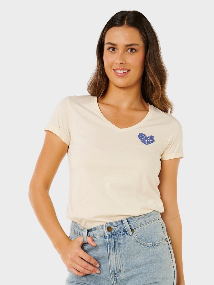 Rc Heart V Neck T shirt - Dame - Lily - Gumpel & Co