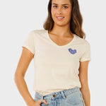 Rc Heart V Neck T shirt - Dame - Lily - Gumpel & Co