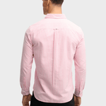 Preppy Oxford Langærmet Skjorte - Herre - Cali Coral / Optic Stripe - Gumpel & Co